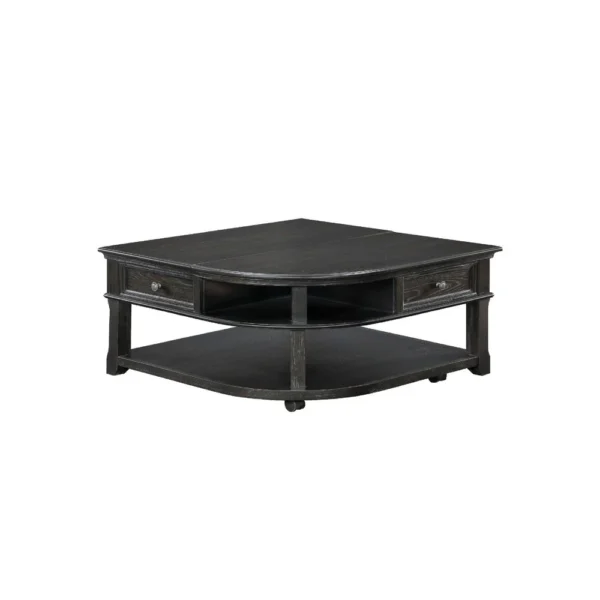 Riel Cocktail Coffee Table w Storage, 38 Inch Lift Top, Charcoal Black
