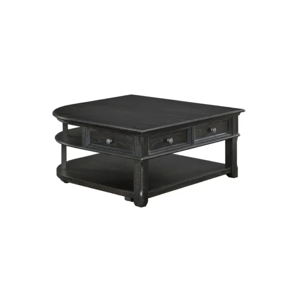 Riel Cocktail Coffee Table w Storage, 38 Inch Lift Top, Charcoal Black