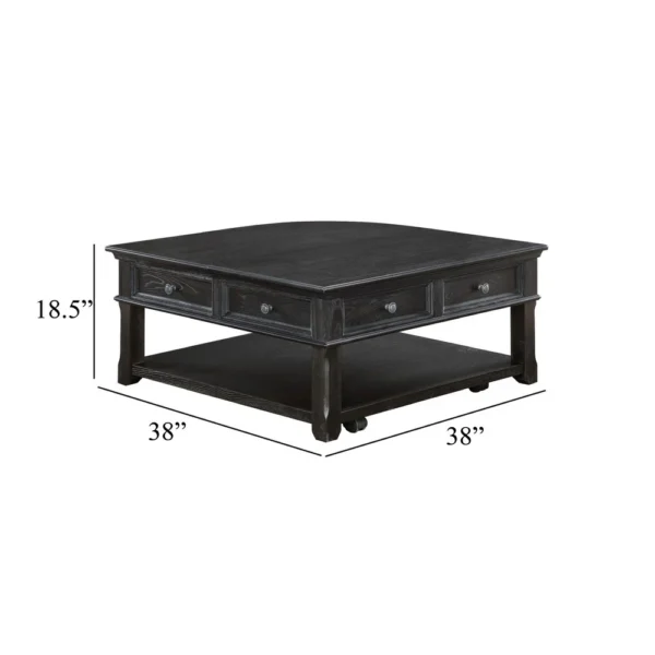 Riel Cocktail Coffee Table w Storage, 38 Inch Lift Top, Charcoal Black