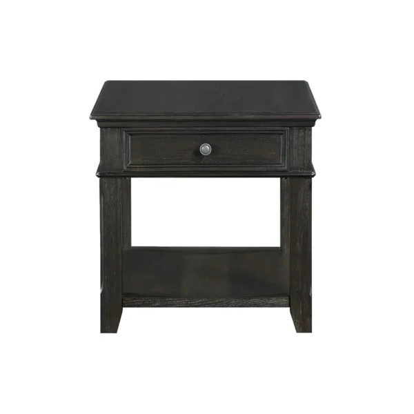 Riel Side End Table w USB Port, 27 Inch Top, 1 Drawer, Charcoal Black