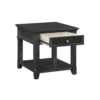 Riel Side End Table w USB Port, 27 Inch Top, 1 Drawer, Charcoal Black