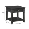 Riel Side End Table w USB Port, 27 Inch Top, 1 Drawer, Charcoal Black