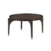 Azy Coffee Table, 36 Inch Round Top, Gold Capped Legs, Dark Brown