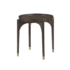 BM345387 Azy Side End Table, 24 Inch Round Top, Gold Capped Legs, Dark Brown