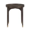 BM345387_1 Azy Side End Table, 24 Inch Round Top, Gold Capped Legs, Dark Brown