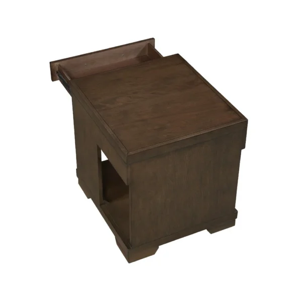 Duny Side End Table, 24 Inch Top, 1 Drawer with Handle, Espresso Brown