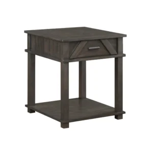 Leky Side End Table, 24 Inch, 1 Drawer with Lower Open Shelf, Brown