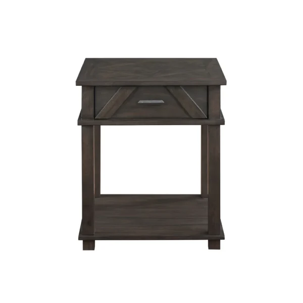 BM345392_1 Leky Side End Table, 24 Inch, 1 Drawer with Lower Open Shelf, Brown