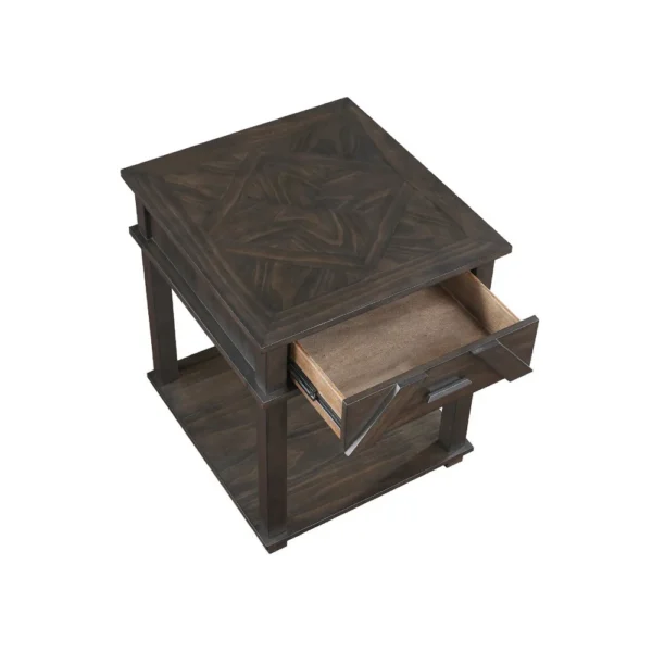 BM345392_2 Leky Side End Table, 24 Inch, 1 Drawer with Lower Open Shelf, Brown