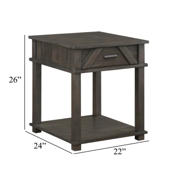 BM345392_4 Leky Side End Table, 24 Inch, 1 Drawer with Lower Open Shelf, Brown