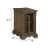 BM345395_4 Rox Chairside End Table, 22 Inch, 1 Glass Door w USB A and C Ports, Brown