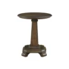 Rox Side End Table, 22 Inch Round Top, Tapered Pedestal Base, Brown