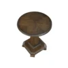 Rox Side End Table, 22 Inch Round Top, Tapered Pedestal Base, Brown