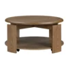 Eli Coffee Table, 40 Inch Round Swivel Top, Lower Open Shelf, Brown