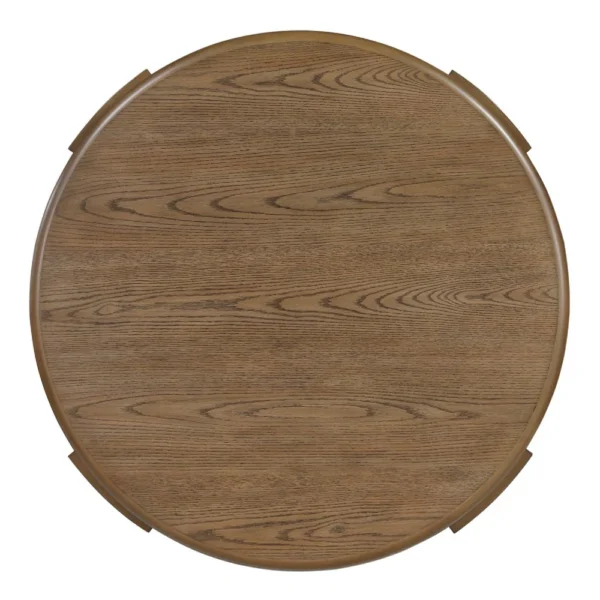 Eli Coffee Table, 40 Inch Round Swivel Top, Lower Open Shelf, Brown