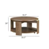 Eli Coffee Table, 40 Inch Round Swivel Top, Lower Open Shelf, Brown