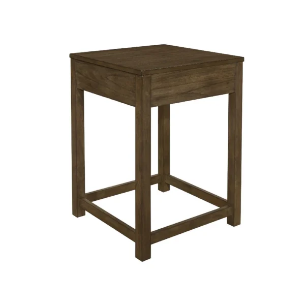 BM345403 Belinda Corner Table, 22 Inch Top, Stretcher Base, Brown Gray Veneer