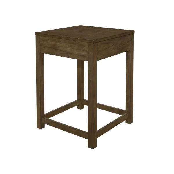 BM345403_2 Belinda Corner Table, 22 Inch Top, Stretcher Base, Brown Gray Veneer