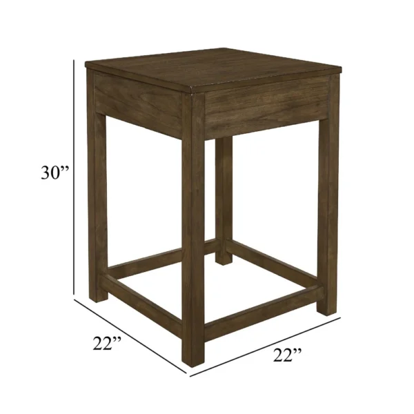 BM345403_4 Belinda Corner Table, 22 Inch Top, Stretcher Base, Brown Gray Veneer