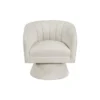 Shea Swivel Accent Chair, Beige Boucle Fabric, Channel Stitched