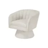 Shea Swivel Accent Chair, Beige Boucle Fabric, Channel Stitched