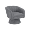 BM345405 Shea Swivel Accent Chair, Dark Gray Boucle Fabric, Channel Stitched