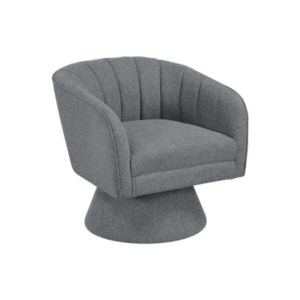 BM345405 Shea Swivel Accent Chair, Dark Gray Boucle Fabric, Channel Stitched