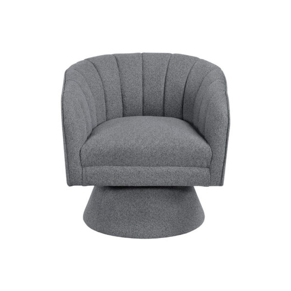 BM345405_1 Shea Swivel Accent Chair, Dark Gray Boucle Fabric, Channel Stitched