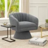 BM345405_5 Shea Swivel Accent Chair, Dark Gray Boucle Fabric, Channel Stitched