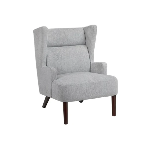 BM345406 Joen Accent Chair, High Wing Backrest, Gray Chenille, Wood Legs