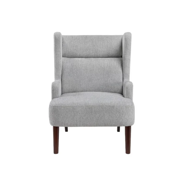 BM345406_1 Joen Accent Chair, High Wing Backrest, Gray Chenille, Wood Legs