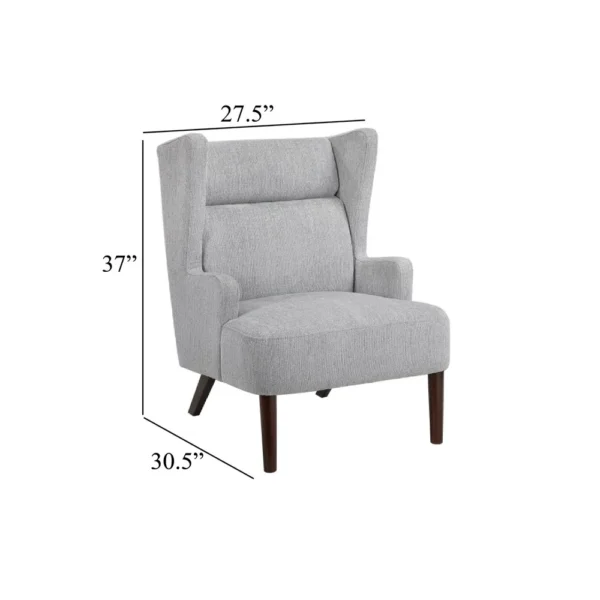 BM345406_4 Joen Accent Chair, High Wing Backrest, Gray Chenille, Wood Legs