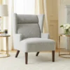 BM345406_5 Joen Accent Chair, High Wing Backrest, Gray Chenille, Wood Legs