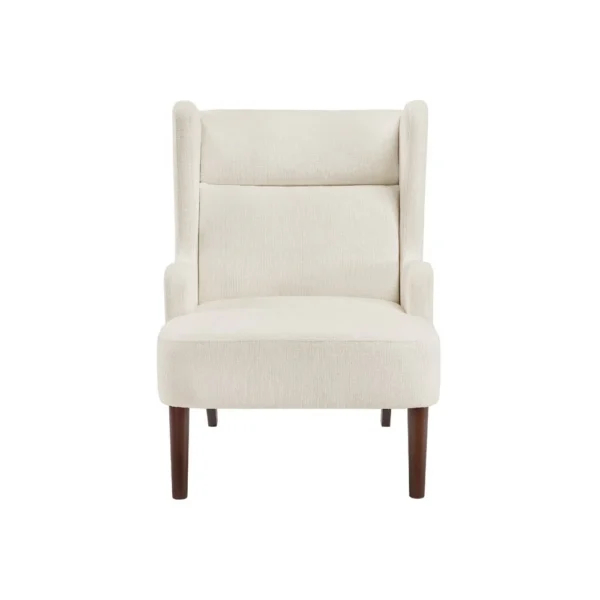 BM345407_1 Joen Accent Chair, High Wing Backrest, Beige Chenille, Wood Legs