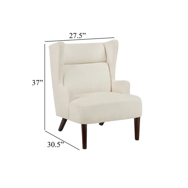 BM345407_4 Joen Accent Chair, High Wing Backrest, Beige Chenille, Wood Legs