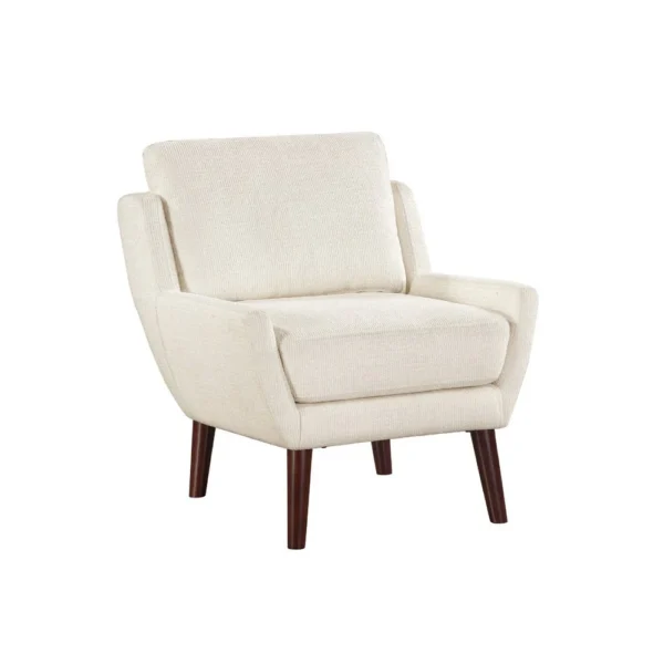 Veny Accent Armchair, Beige Chenille, Solid Wood Angled Legs