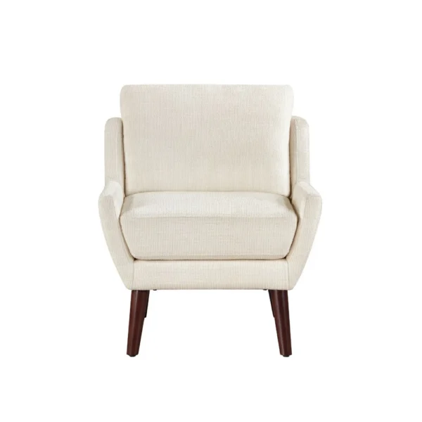 Veny Accent Armchair, Beige Chenille, Solid Wood Angled Legs
