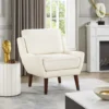 Veny Accent Armchair, Beige Chenille, Solid Wood Angled Legs