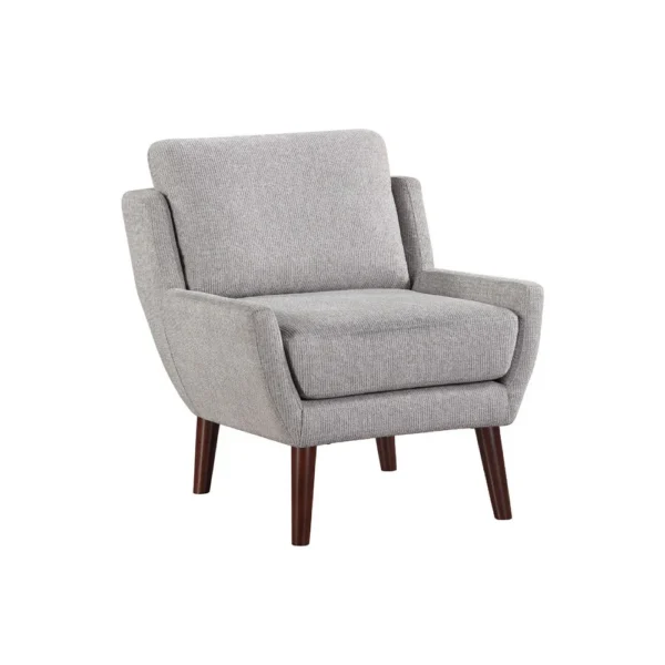 Veny Accent Armchair, Soft Gray Chenille, Solid Wood Angled Legs