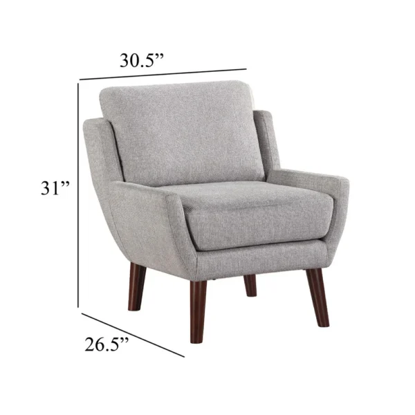 Veny Accent Armchair, Soft Gray Chenille, Solid Wood Angled Legs