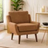 Veny Accent Armchair, Burnt Orange Chenille, Solid Wood Angled Legs
