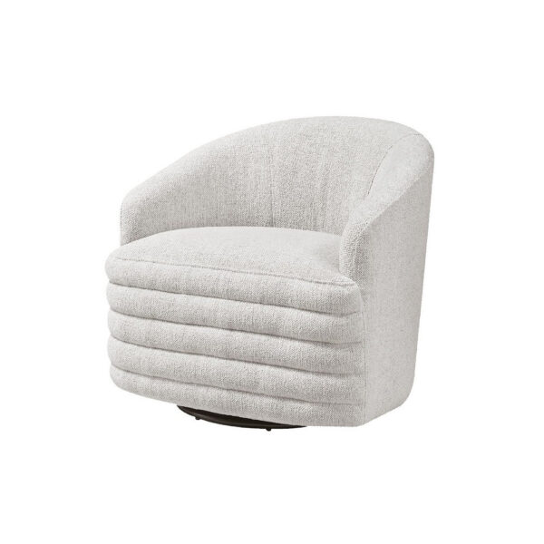 Vinn Swivel Accent Armchair, Barrel Design, Beige Chenille Fabric