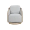 Jely Swivel Accent Armchair, Oak Brown Wood Trim and Base, Gray Polyester