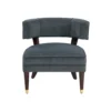 Disa Accent Armchair, Barrel Back Design, Gray Velvet, Solid Wood Legs