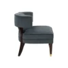 Disa Accent Armchair, Barrel Back Design, Gray Velvet, Solid Wood Legs