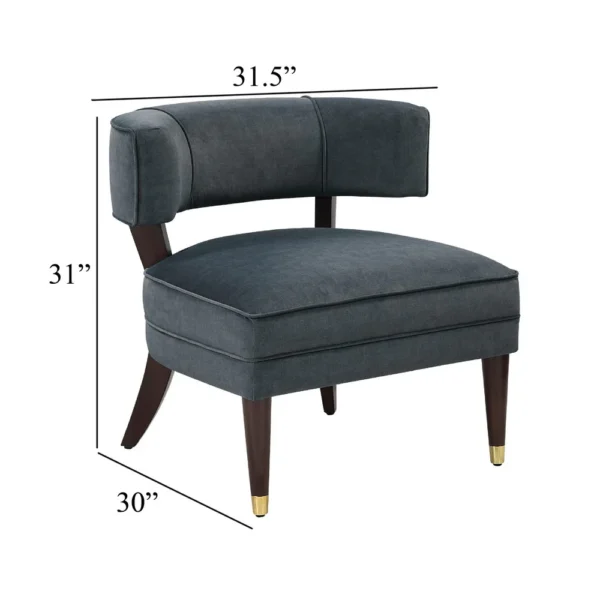 Disa Accent Armchair, Barrel Back Design, Gray Velvet, Solid Wood Legs
