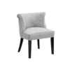 Vasu Accent Chair, Vertical Accents on Curved Back, Gray Polyester
