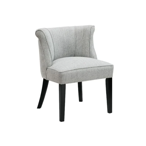 Vasu Accent Chair, Vertical Accents on Curved Back, Gray Polyester