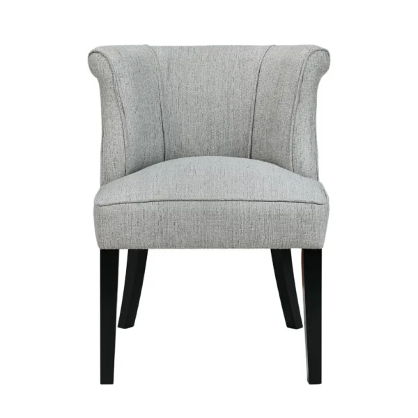Vasu Accent Chair, Vertical Accents on Curved Back, Gray Polyester