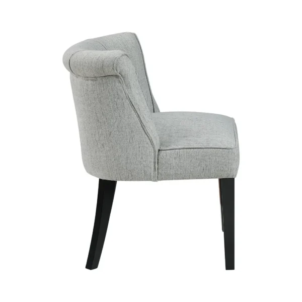Vasu Accent Chair, Vertical Accents on Curved Back, Gray Polyester